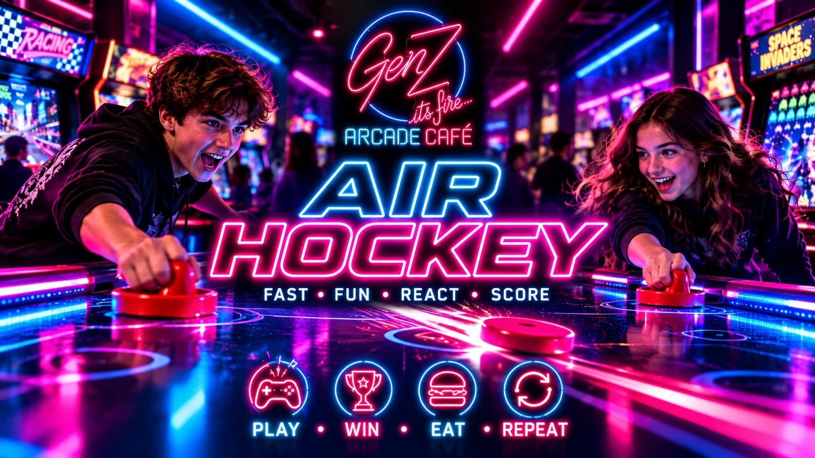 Air Hockey at GenZ Arcade Café, Clifton Block 6, Karachi