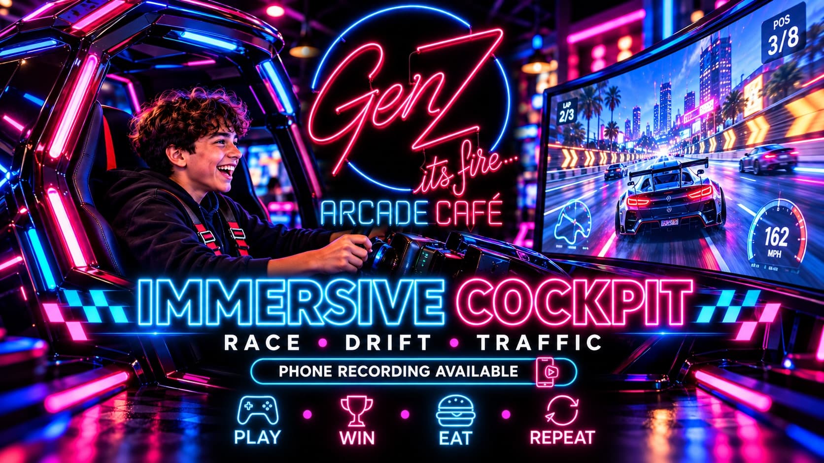 Immersive Cockpit at GenZ Arcade Café, Clifton Block 6, Karachi